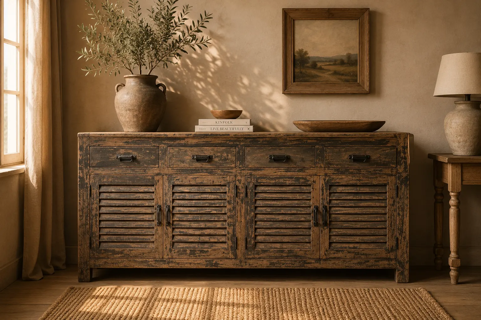 Landelijk teakhouten dressoir | UniekeKastenWinkel